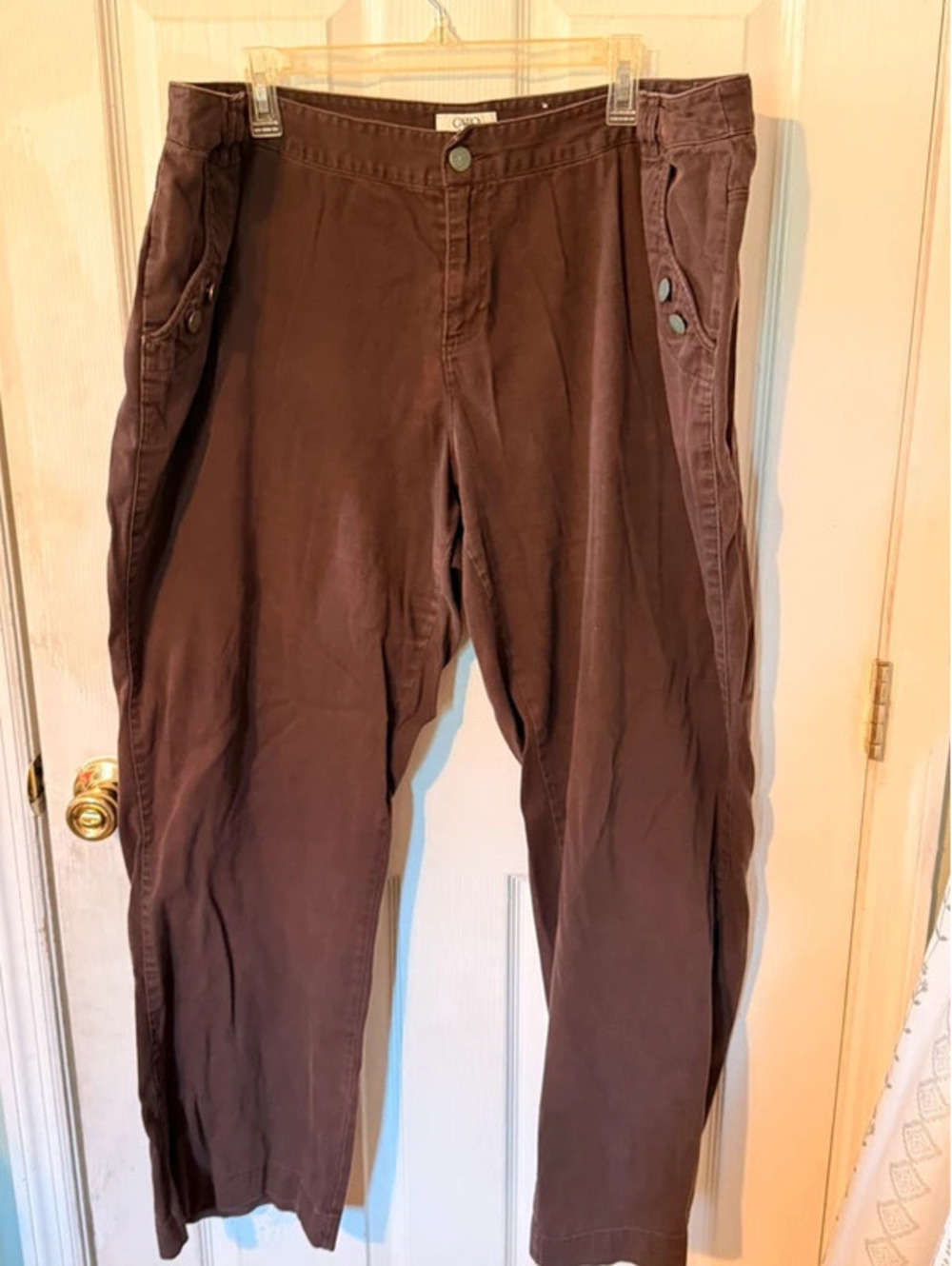 Cato Brown Casual Steetwear Wide Leg Denim boho button details 98%cotton- 20W